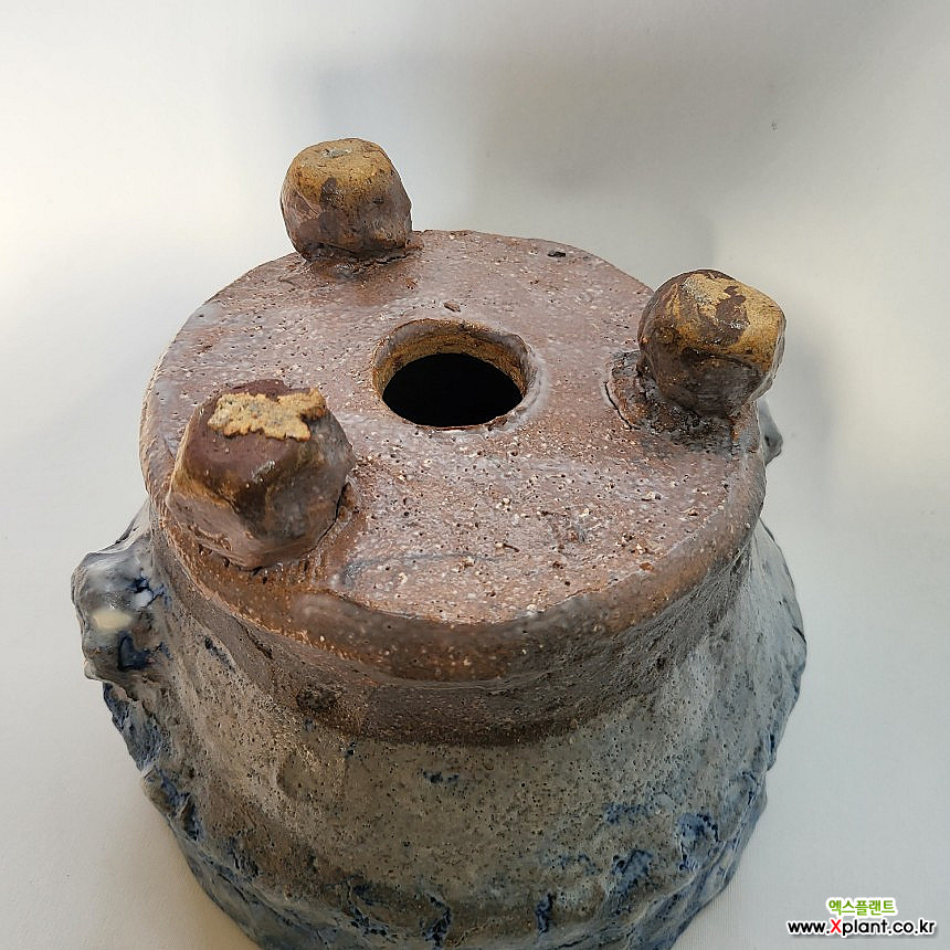 새화분57)대형 미르공방 청색 멜란지색 유광 크랙무늬 손빚음 고급 수제 화분 : 다육화분 - 엑스플랜트
