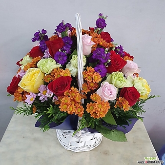 장미 혼합 꽃바구니 - 각종기념일 축하선물