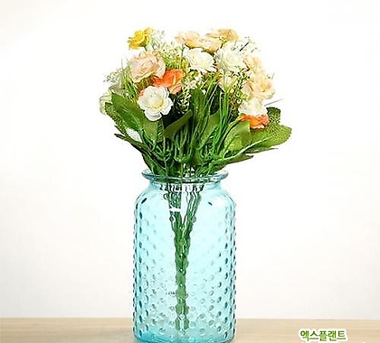 빗방울 무늬 유리병 (블루) 수경재배 vase