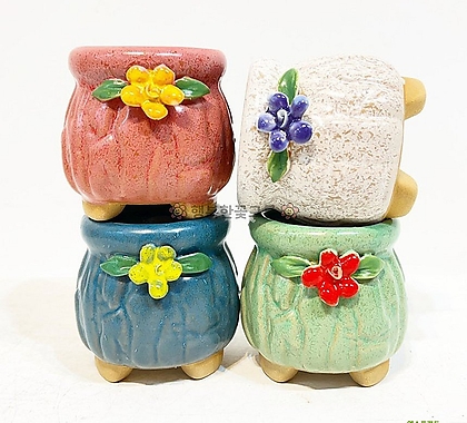 모모콩 콩분 원형 도자기 미니분 쪼꼬미 다육이 화분 행복한꽃그릇