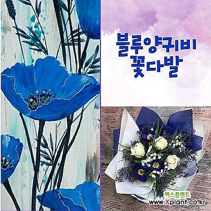 [생화처럼] 블루양귀비 졸업식꽃다발비누꽃 생화같은조화 시들지않는꽃 프로포즈