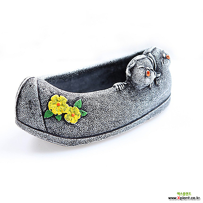 다육화분 노랑꽃신(중형) 신발 잎꽂이 귀여운 전통 추억 특이한 마블 고무신 신발 전통