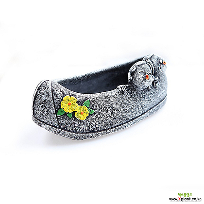 다육화분 노랑꽃신(소형) 신발 잎꽂이 귀여운 전통 추억 특이한 마블 고무신 신발 전통