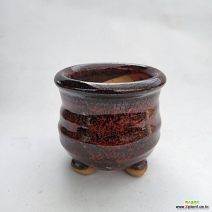 중고55)소형 빨간색톤 유광 실용 수제 화분