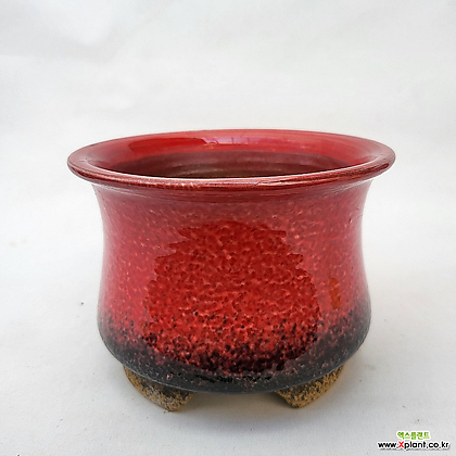 중고54)중형 옥공방(추정) 다홍색 유광  수제 화분 (안쪽으로 사용감 있음)